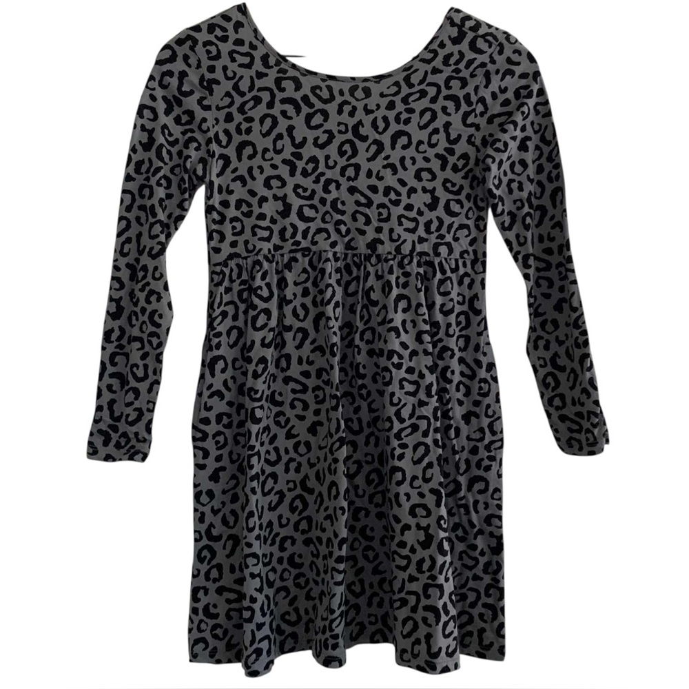 Old Navy Girls Large (10-12) Animal Print Longsleeve Fit & Flare Scoopback Dress